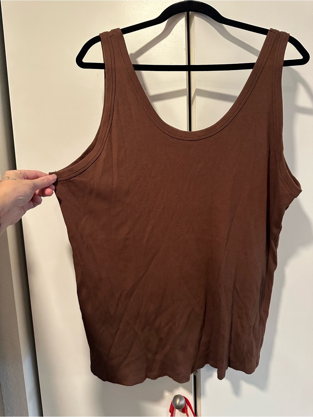 Dip 3x Brown Ribbed Tank Top - Classic Scoop Neck